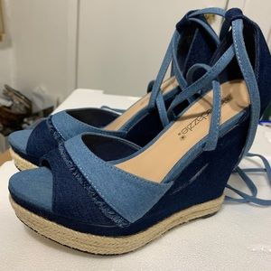 Womens denim wedges size 6